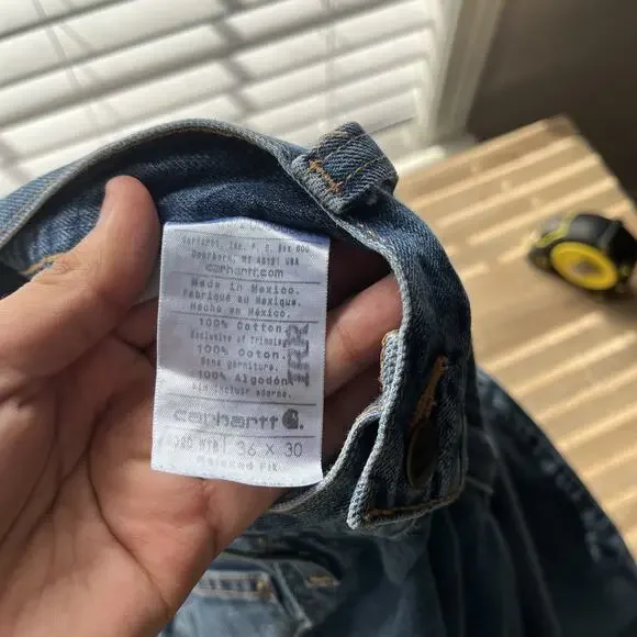 Carhartt Jeans Mens 36x30 Blue Relaxed Straight Leg Outdoor Workwear B320 WTB - Picture 4 of 8